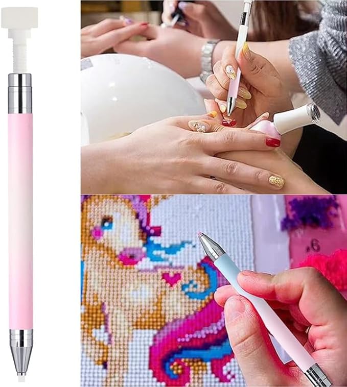 Rhinestone Picker Wax Pen, Refillable Rhinestones Applicator with 3 Additional Wax Refills, Rhinestone Picker Tools for Nail Art Design and Diamond Art Painting