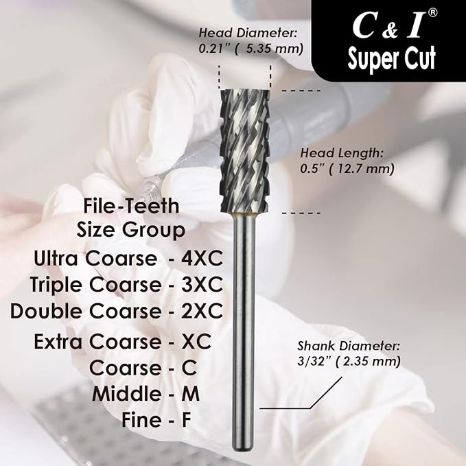 Super Cut Upgrade Edition, Small Barrel Nail Drill Bit for Electric Manicure Drill Machine, Remove The Nail Gels, Acrylic Gels, or Dip Powder (Middle -M)