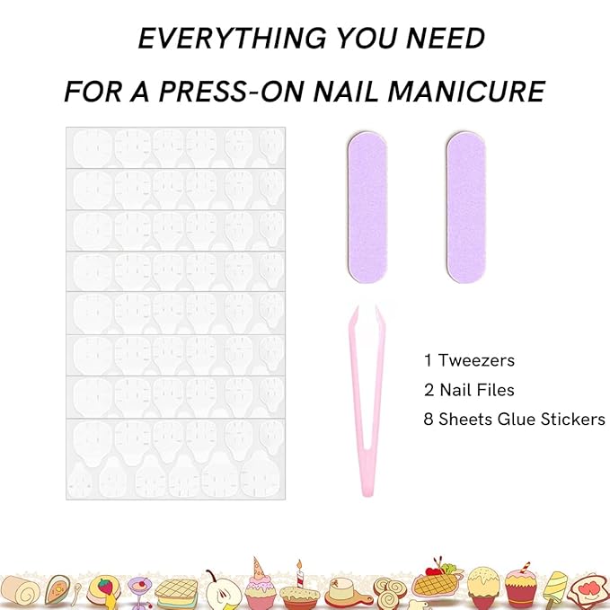 120Pcs 10 Packs Cute Short Press on Nails for Girls 5 Styles 12 Sizes Press on Nails for Kids Press ons with Desserts Candy Bow Designs Full Cover Acrylic Nails for Little Girl Gift DIY