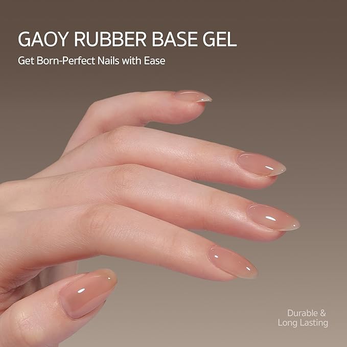 GAOY 16ml Rubber Base Gel, Jelly Builder Base Nail Gel Nude Sheer Pink, 3-in-1 Soak Off Nail Strengthener UV Light Cure, 03 Misty Nude