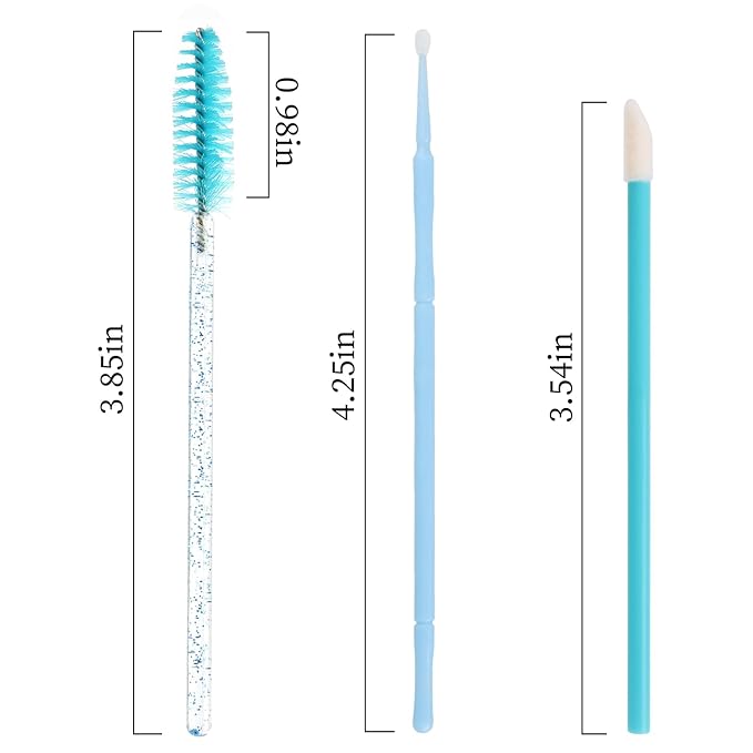 300 PCS Eyelash Extension Supplies Kit, Disposable Micro Swab Brush, Eyebrow Spoolie, Lip Brush, Mascara Wand Applicator (Light blue kits)