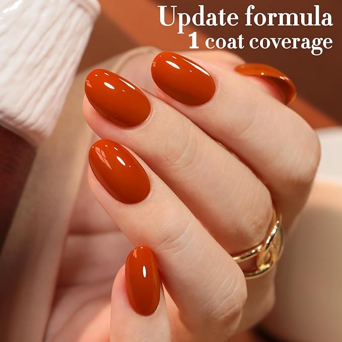 Double Rhythm 0.5 Oz Gel Nail Polish Neutral Natural Same Color Same Bottle Translucent Light Milky Pastel 15ML Manicure French Design Art DIY at Home (Pumpkin Brown-A1500)