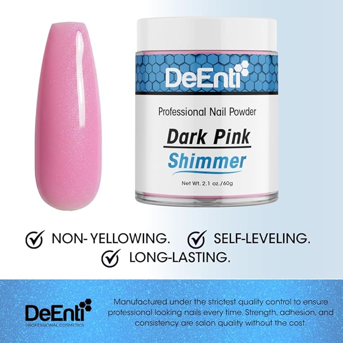 Acrylic Nail Shimmer Powder - 2oz Dark Pink|Professional Grade, Bubble-Free Acrylic Powder for Nails | Long-Lasting, Chip-Resistant Nail Acrylic Powder for Carving, Extensions & Fake Nails