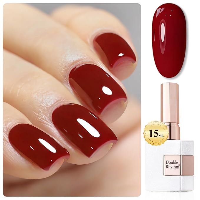 Double Rhythm Gel Polish 15ML Jelly Sheer Pastel Light Milky Color Pearl White Bottle 1 PC 0.5 OZ Full Size Nail Art Salon at Home (Pale Burgundy-D1486)