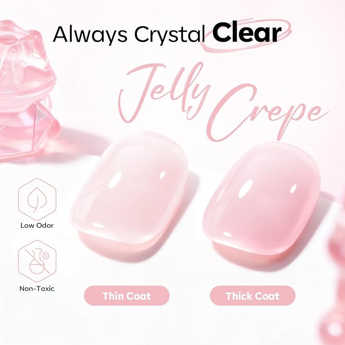 modelones Builder Nail Gel,No Top Coat Needed Builder for Nails Cover Nude, C-Curve Sculpting, Glossy Jelly Finish Nude Pink, No-Wipe, 9-in-One LED Lamp Cured Color Gel Polish for Quick Diy Salon