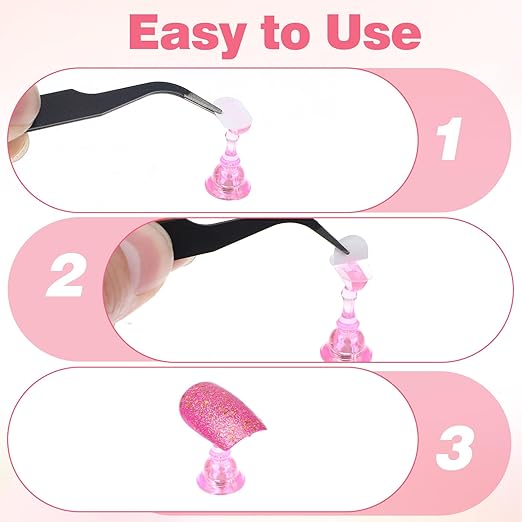 1000PCS False Tip Double Sided Adhesive Nail Tape, Pre-Cut 0.6×0.4in Clear Nail Sticky Tabs Nails Display Strips Adhesive Tabs for Nails Art Display Stand Color Displays Book
