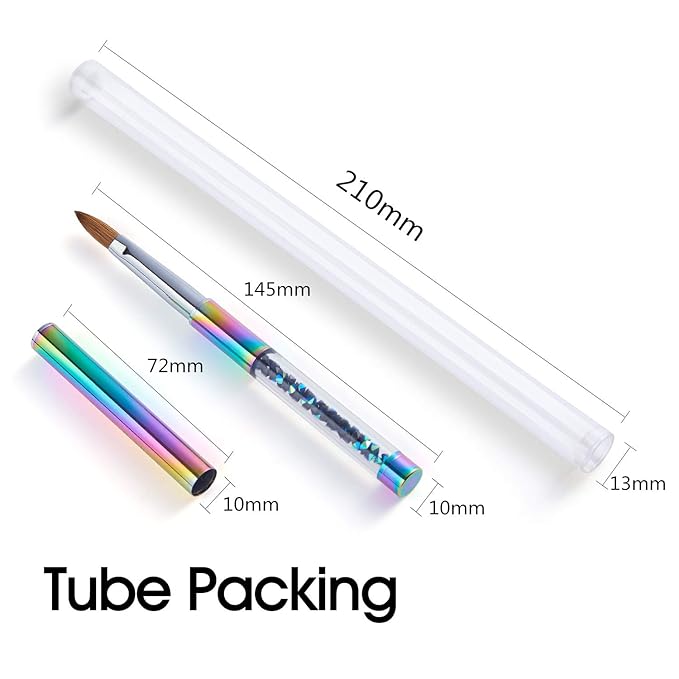 2Pcs Acrylic Nail Art Brushes Size 8, 100% Pure Kolinsky Hair Oval Nail Brush for Acrylic Application, Professional Nail Extension Manicure Tool Striping Nail Drawing Pen for Home
