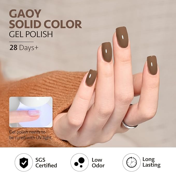 GAOY Brown Gel Nail Polish, 16ml Soak Off Gel Polish, UV Light Cure for Nail Art DIY Manicure at Home, 2077 Chestnut Brownie