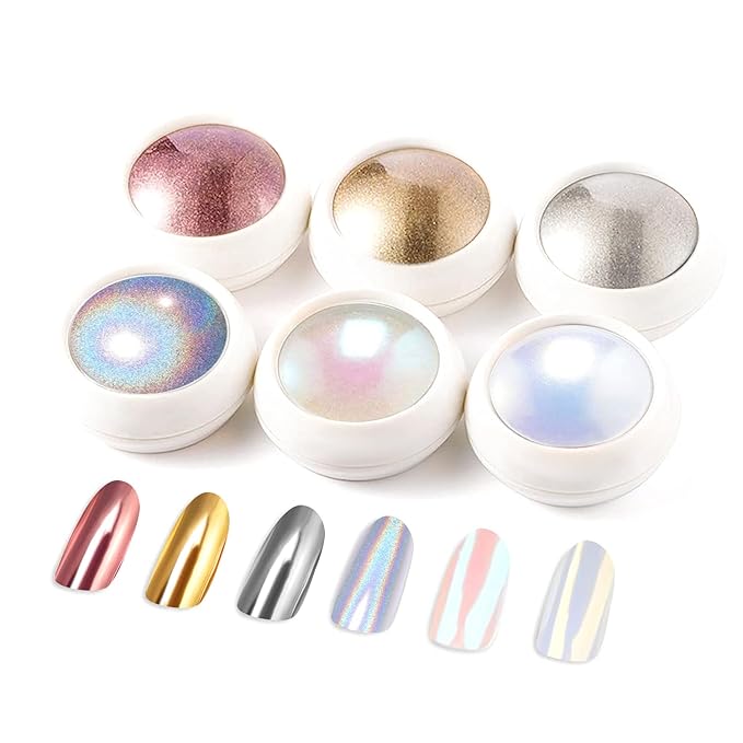 100% Chrome Nail Powder BISHENGYF: Super NO.1 Metallic Effect Chrome Powder For Nails Gold Silver Red Laser Holographic White Pearl Nai l Chrom e Powde r for Nails Art Decoration