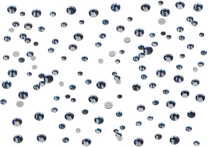 Bymitel 7200 Pieces 6 Mixed Sizes Glue Fix on Glass Rhinestones Round Crystal Gems Flatback for DIY Jewelry Making with one Picking Pen(6-Sizes 7200PCS, Montana)