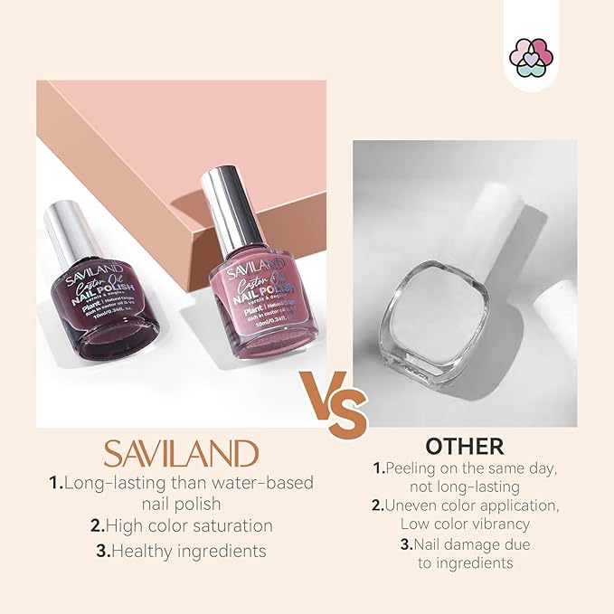 SAVILAND Nail Polish Set Valentines: Burgundy Dark Red Purple Green Quick Dry Nail Polish Regular Kit with Castor Oil Base and Top Coat Nail Lacquer Set DIY Art at Home Gift 12 Colors