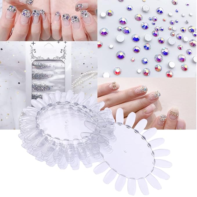 Nail Art Practice Card Clear Plastic Nail Polish Color Display Wheel with 20 Tips 5.1 X 4.3 Inches for Diy Manicure and Salon Use