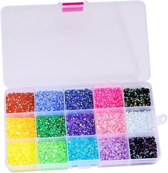 18000pcs (3.4.5mm) 5D Nail Rhinestone DIY Flat Bottom Kit Phone Case Accessories Jelly Flatback AB Jelly Rhinestones Kit AB for Nail Design Charms Gem (4MM9000PC)