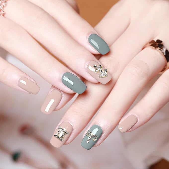 24 Pieces Gold and Silver Alloy Zodiac Nail Charms Zodiac Signs Nail Studs Twelve Constellation Nail Charms Inlaid Clear Rhinestone for Women Girls Nail Art Decoration