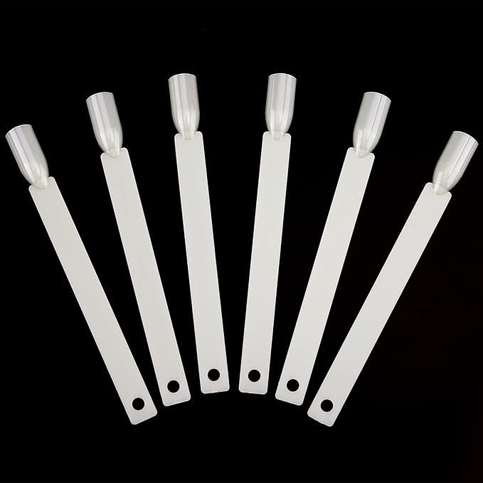 200 Pieces Nail Swatch Sticks Natural Nail Art Practice Tips Fan Shaped Polish Color Display Sticks Square Nail Swatches with Screw