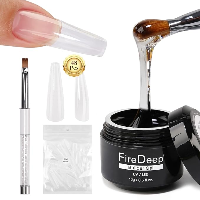 Clear Builder Nail Gel Kit, Nails Extension Hard U V Builder Nail Gel With Clear Nail Tips Model and Brush for Nail Art Manicure Starter 15g