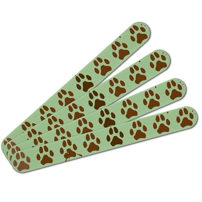 Muddy Dog Paw Print Pattern Double-Sided Nail File Emery Board Set 4 Pack