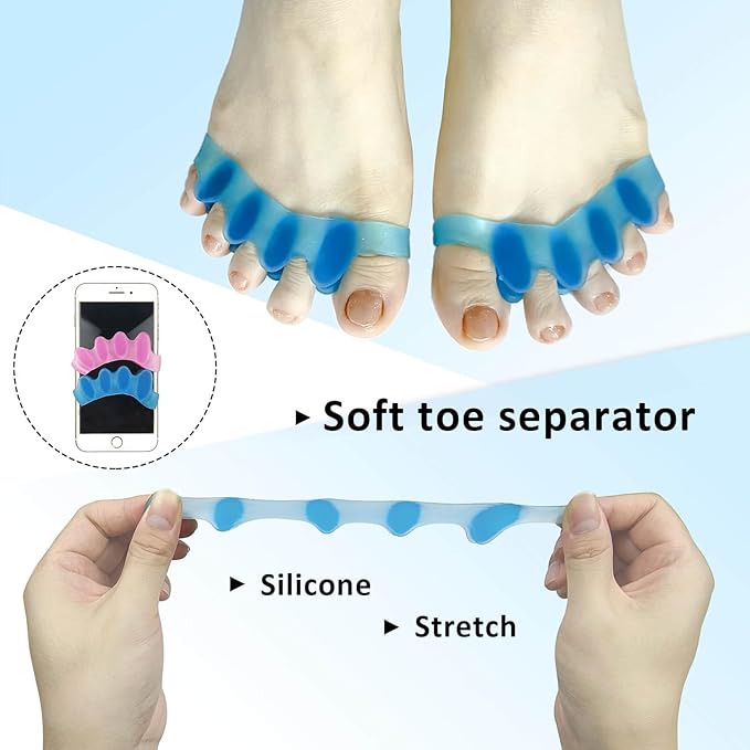 SUNFATT Toe Separators for Women,Toe Spacers for Women,Relieves OverlappingToes,Bunions Corrector and Hammer Toe Pain,Gel Toe Spreader Separates Toes and Relaxes Toes.