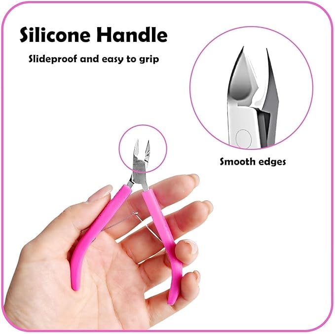 Fine Edge Cuticle Trimmer & Nippers, Scissors, Silicone Handle Nail Tools for Precise Removal, Durable Washable Cuticle Cutter & Remover Nail Clippers (Black 2PCS)