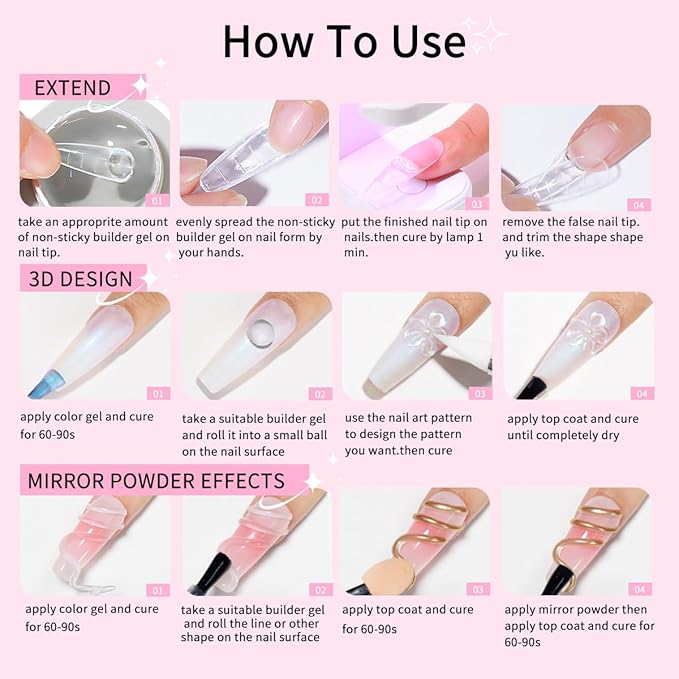 Solid Builder Gel for Nails, 4OZ 120g Clear & White Hard Gel for Nails Non-Sticky Hand 3D Sculpting Carving Gels Nail Extension Nail Art Salon Home