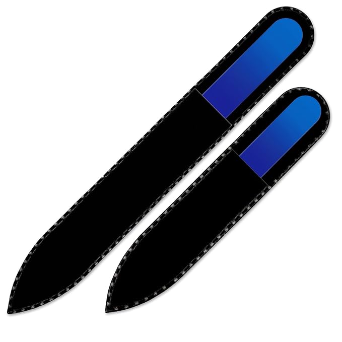 Glass Nail File - Mont Bleu Set of 2 Color Crystal Nail Files - Handmade - Genuine Czech Tempered Glass -Nail Files for Natural Nails