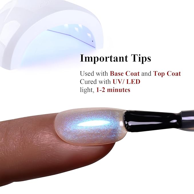Pearl Gel Nail Polish, Blue Transparent Shimmer Shell Nail Gel Polish Glitter Mermaid Iridescent Pearlescent Sparkle Spring Summer Soak Off Led UV Manicure 15ML