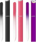 Glass Nail Files Double Side Polish Crystal Fingernail File with Case Manicure Salon Nail Care for Women Girls 3 Pack (Black Purple Rose red, Count, 3, 240 Grit)