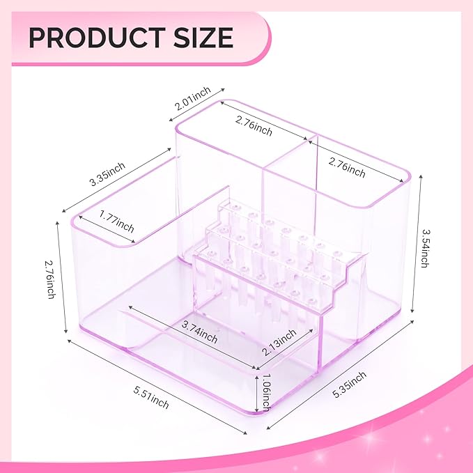 MelodySusie Nail Drill Holder, 21 Holes Nail Drill Bits Holder, Professional Acrylic Nail Tools Storage Box, Organizer Displayer for Manicure Efile Accessories Nail Drill Kit, Salon Home, Purple
