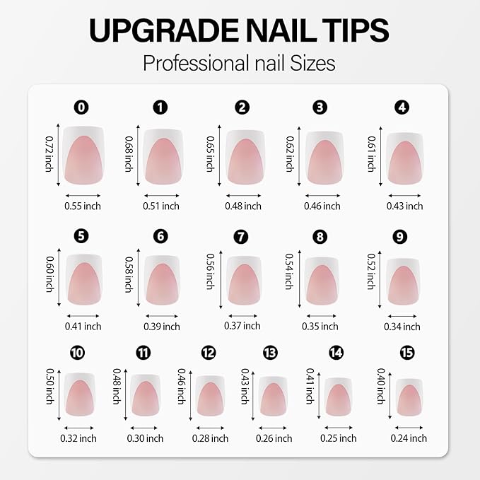 Vansiho Pink Deep French Gel Nail Tips, Short Square Soft Gel Nail Tips, French Tips Press on Nails, 150 Pcs Box of DIY False Nails, 15 Sizes