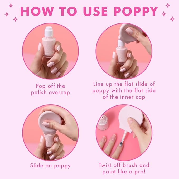 Olive & June - The Poppy Universal Nail Polish Bottle Handle | Paint with Both Hands | Ergonomic Grip for Neat, Easy, Steady At-Home Manicures | Soft Silicone | Fits Any Bottle | Patented Design