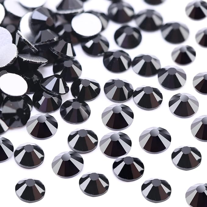 Novani Black Rhinestones, Flatback Crystal Loose Gemstones 1440pcs Glass Rhinestones for Clothes Shoes Crafts Makeup Nail Art and DIY Decorations(SS8, 2.3-2.5mm)
