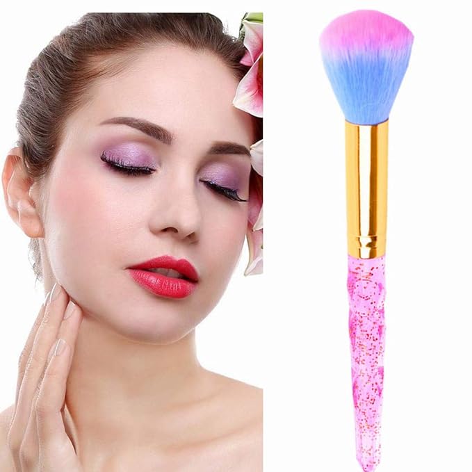 Nail Art Dust Remover Soft Nail Brush Cleaner for Acrylic Nails, Makeup Powder Brushes (Pink)