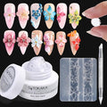 Solid Builder Gel for Nails, 30g Clear Non-Sticky Sculpting Hard Gel for 3D Carving Building Modeling Extension with Flower Silicone Mold, Sculpture Pen Nail Art Salon Home DIY