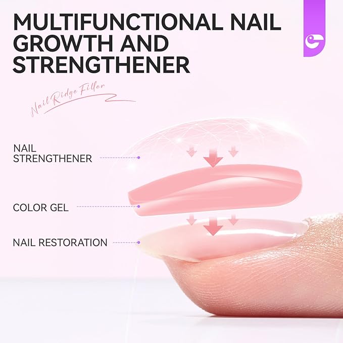 Protein Nail Strengthener for Damaged Nails: Pink 15ml Natural Nail Hardener Extra Strong and Growth for Brittle Nails - 6 in 1 Weak Nail Repair for Salon & Home DIY - For Housewives Working Women