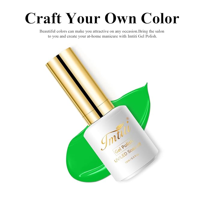 Imtiti Neon Gel Nail Polish, 0.5 Fl Oz Neon Green Gel Polish Soak Off LED U V Nail Gel Polish Spring Summer Gel Nail Polish DIY Nail Art Starter Manicure Salon Gel Nail Kit for Women Girls