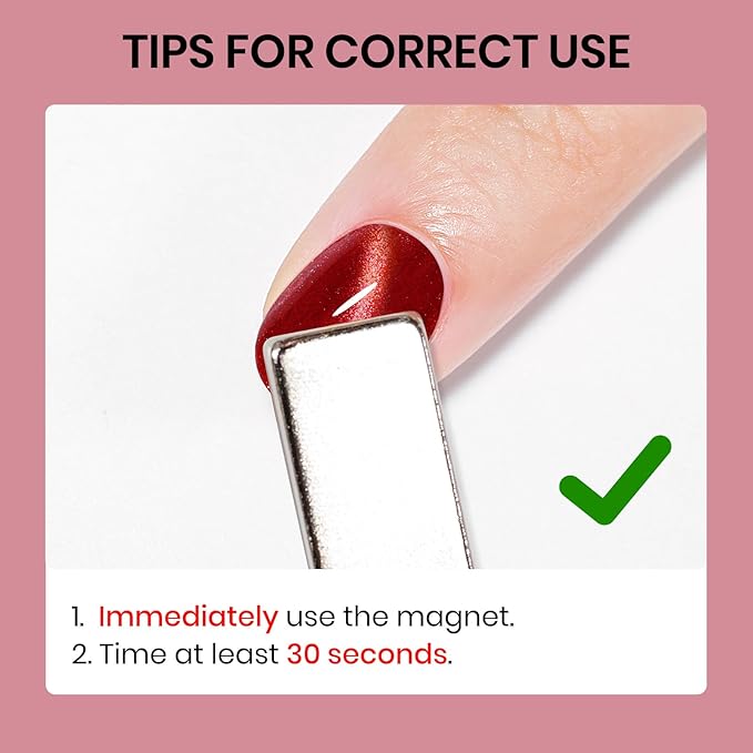 Burgundy Cat Eye Nail Polish Non Gel, Quick Dry Magnetic Nail Polish for Fingernail Air Drying Fast Lacquer, Chip Resistant, Vegan, Fast Drying, Long Lasting16ml/0.54fl oz