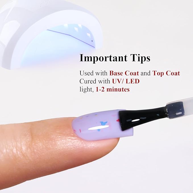 Pastel Gel Polish,0.5 Fl Oz Light Purple Flake Glitter Gel Nail Polish Macaron Spring Summer LED UV Speckled Sparkle Art Starter Manicure Salon DIY Nail