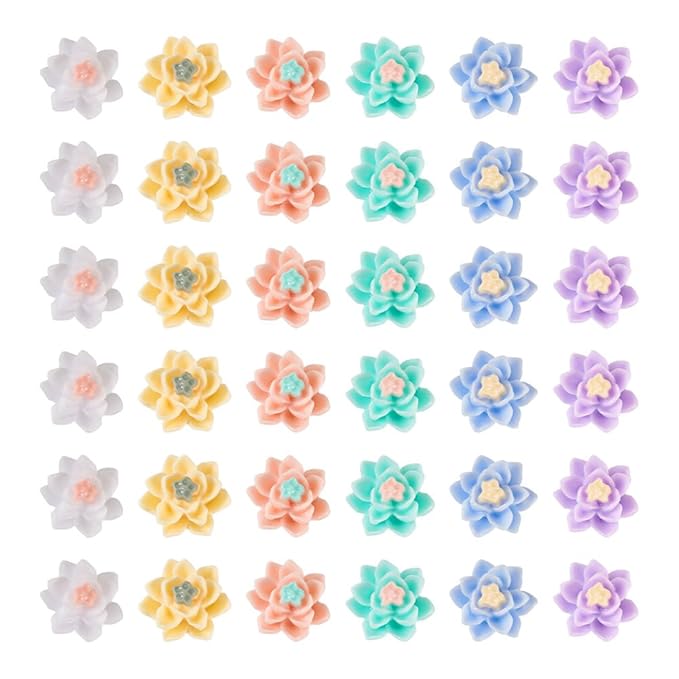 120Pcs Flower Nail Charms 3D Flower Resin Nail Art Charms Flat Back Flower Nail Art Decoration for Manicure