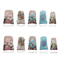 Short Duck Press on Nails - 3D Floral Metallic Butterflies False Nails with Pink French Tip & Leopard Print, Pearls Star Luxury Design, Reusable Thick Acrylic Full Cover (Dance Passion,L)
