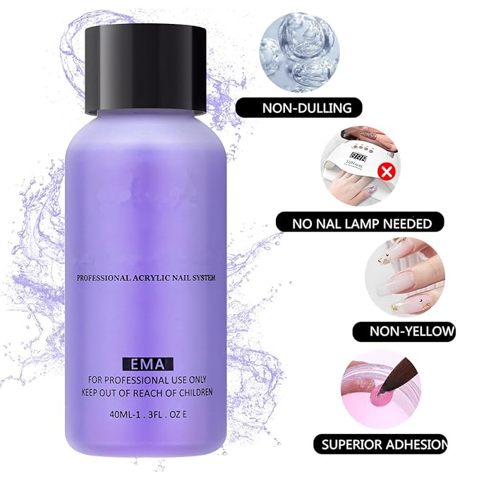 Warm Girl 2pcs Acrylic Monomer Liquid Nail Liquid Acrylic Liquid For Acrylic Nail Extension 3D Nail Art (40ml/1.35FL.OZ)