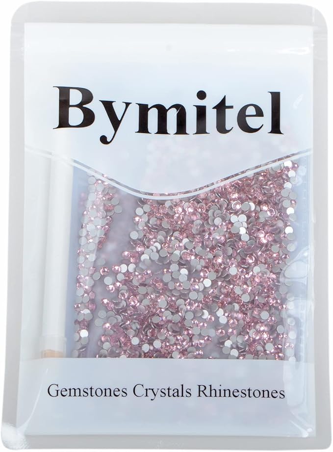 1440PCS Art Nail Rhinestones Non Hotfix Glue Fix Round Crystals Glass Flatback for DIY Jewelry Making with one Picking Pen (ss12 1440pcs, Lt. Rose)