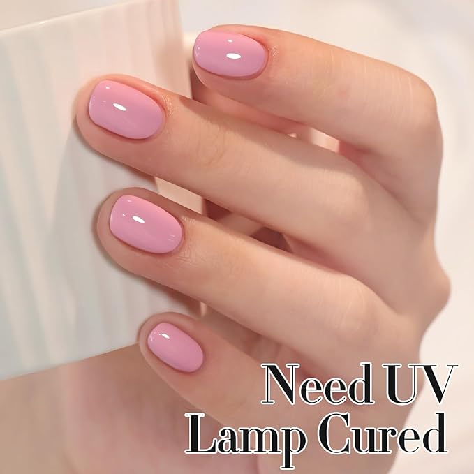 Double Rhythm 0.50 OZ Gel Polish Same Color Same Bottle Golden Round Translucent Hema Free Neutral Natural Milky 15 ML Jelly UV Polish Art DIY at Home (Pink Purple-C1470)