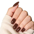 Brown Press on Nails Almond, Fall Coffee Chocolate Press ons, Reusable Acrylic Stick on False Nails 30Pcs 15 Sizes Kit for Women