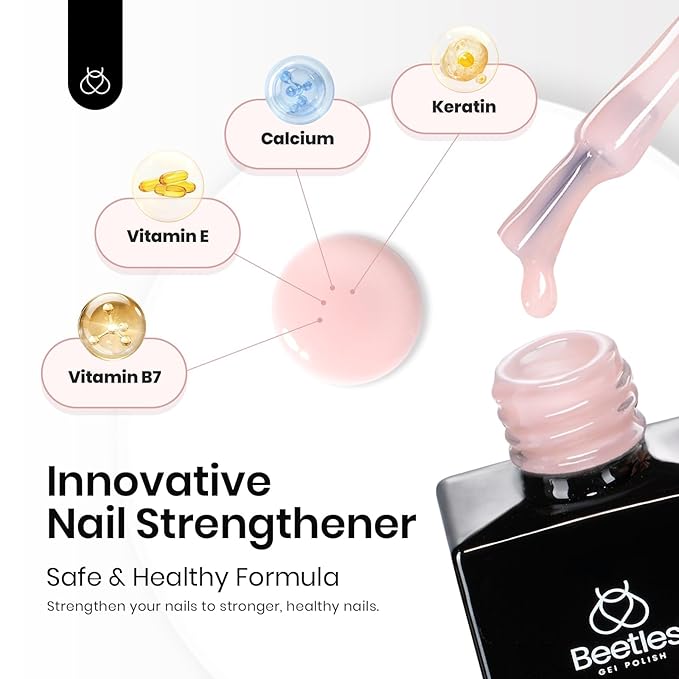 Beetles Rubber Base Gel Nail Polish, 6 Colors Nude Gel Polish Pink Peach Neutral Sheer French Tips Base Colors for Nails Flexible U V LED Soak Off for DIY Home Manicure Nail Gifts