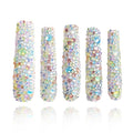 2025 Long Novel Design and Reusable Handmade PMMA Acrylic Press on Nails Full Coverage Candy 3D Crystal Fake Nails With Box Gifts for Women (Bubble World, L)