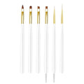 Nail Art Brushes, 6Pcs Nail Art Painting Tools with Nail Art Fine Liner Brush, Nail Design Painting Brushes Set, Builder Gel Brush, Nail Dotting Pen for Gel Polish Manicure Salon DIY, White