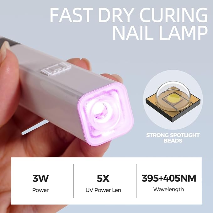 Oneleaf Rechargeable Cordless Nail Lamp with Adjustable Stand, Portable LED Nail Dryer for Gel Polish, Digital Timer & 99s Fast Cure, Ideal for Home & Travel Use