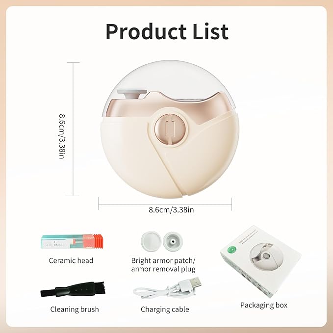 Valentines Day Gifts for Him & Her - Electric Nail Clipper for Seniors & Adults, Baby Smart Nail Clipper, Automatic Nail Clipper with Trimming, Buffing and Polish Removal in One for Fingernail(Beige)
