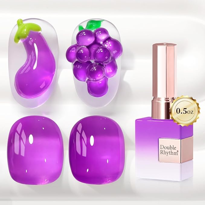 Double Rhythm 0.5 Oz Jelly Gel Polish Same Color Same Bottle Sheer Neutral Natural Light Milky Pastel 15ML Translucent Polish Art DIY at Home (Purple-A1613)