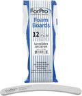 ForPro Professional Collection Zebra Curved Foam Board, 100/180 Grit, Double-Sided Manicure and Pedicure Nail Files, 7” L x .75” W, 12-Count